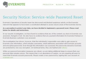 Blog Meldung Evernote Hack